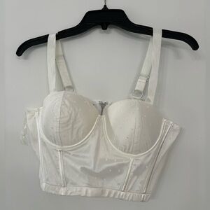 White polka dot ribbed corset